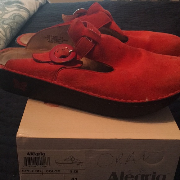 COPY - Alegria open back clogs, orange suede - Picture 3 of 7